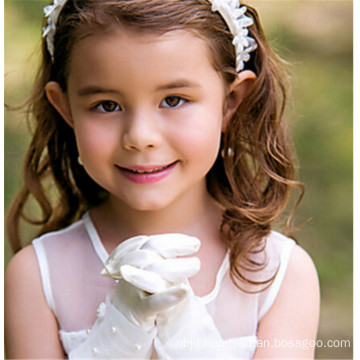 Flower girl satin gloves bridal wedding satin gloves wrist length lace gloves